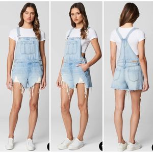 Blank NYC Womens NWT Mirror Mirror Denim Shortall With Destroyed Hem Size 28 New
